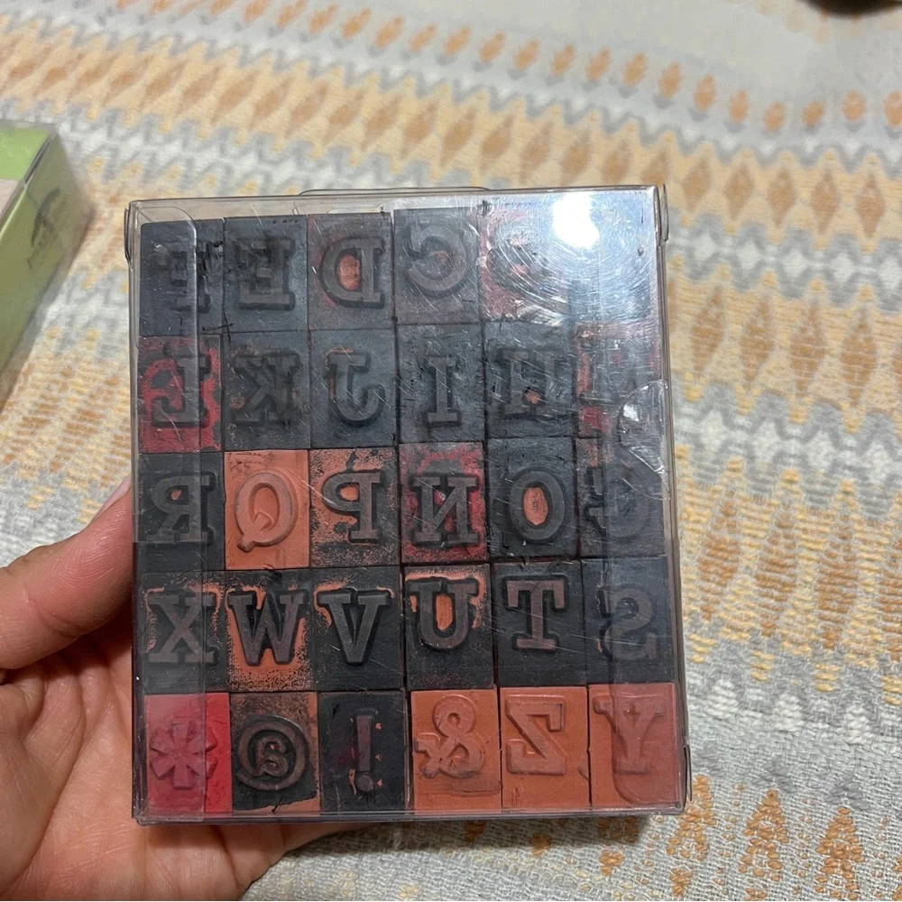 Recollections Alphabet wooden‎ rubber Stamp Set uppercase lowercase scrapbook